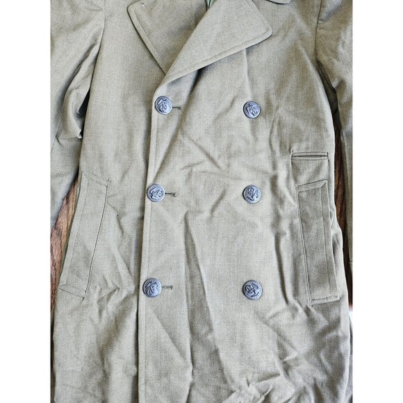 US Military Marine Corps Green Wool Uniform Overcoat Size 34s Goodstein Bros. - Picture 3 of 16